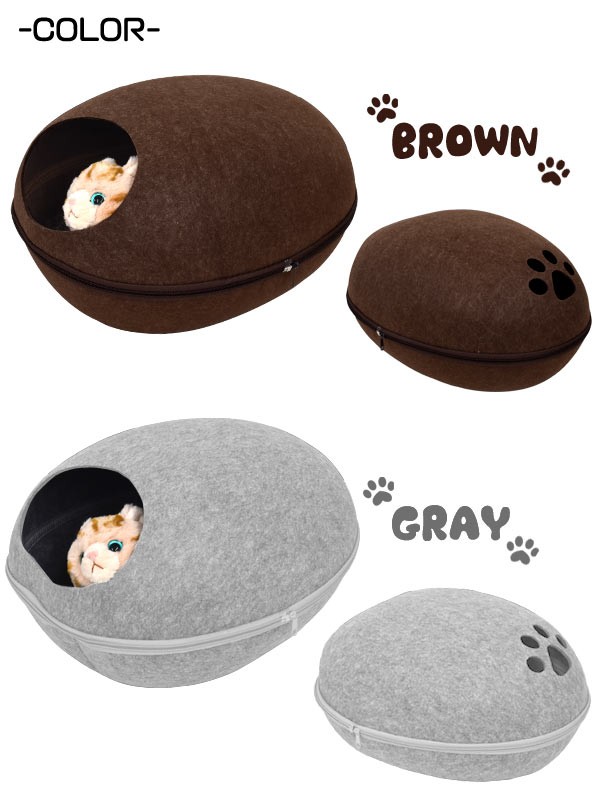 キャットハウス ドーム型 ペットベッド ドーム 卵型 猫用ベッド ペットハウス ねこ かまくら型 送料無料 ネコ フェルト 
