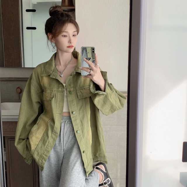 アウター デニム ジャケット デニムジャケット レディース ライトアウター 襟付き 長袖 オーバーサイズ キレセク ミディアムジャケット 羽織 