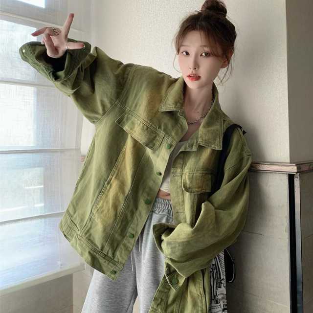 アウター デニム ジャケット デニムジャケット レディース ライトアウター 襟付き 長袖 オーバーサイズ キレセク ミディアムジャケット 羽織 