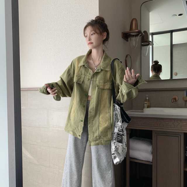 アウター デニム ジャケット デニムジャケット レディース ライトアウター 襟付き 長袖 オーバーサイズ キレセク ミディアムジャケット 羽織 