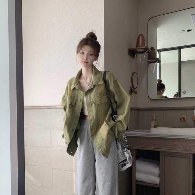 アウター デニム ジャケット デニムジャケット レディース ライトアウター 襟付き 長袖 オーバーサイズ キレセク ミディアムジャケット 羽織 