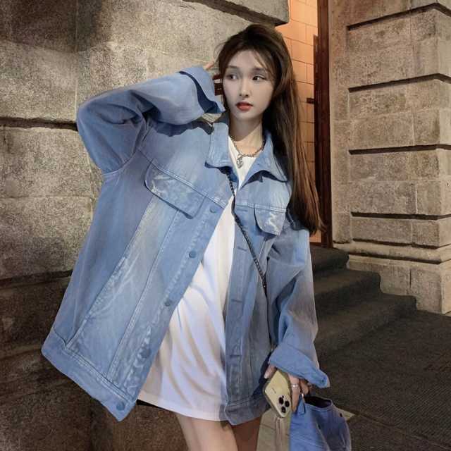 アウター デニム ジャケット デニムジャケット レディース ライトアウター 襟付き 長袖 オーバーサイズ キレセク ミディアムジャケット 羽織 