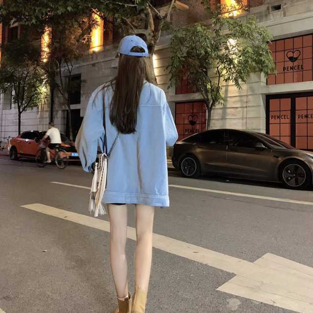 アウター デニム ジャケット デニムジャケット レディース ライトアウター 襟付き 長袖 オーバーサイズ キレセク ミディアムジャケット 羽織 