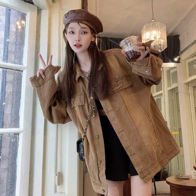 アウター デニム ジャケット デニムジャケット レディース ライトアウター 襟付き 長袖 オーバーサイズ キレセク ミディアムジャケット 羽織 