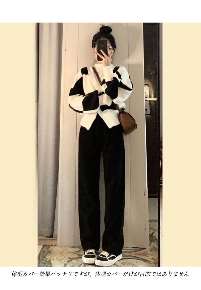 送料無料 ショートカーディガン ニット カーディガン 厚手 レディース 秋 ニットカーディガン ス Vネック カーデ チェック柄 ボタンカーディガン 