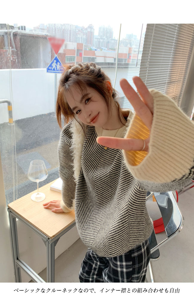 送料無料 ニット セーター 厚手 レディース オーバーサイズ 冬 レディースニット ニットセーター クルーネック 春秋 柄ニット ゆったり 厚手ニット お洒落 