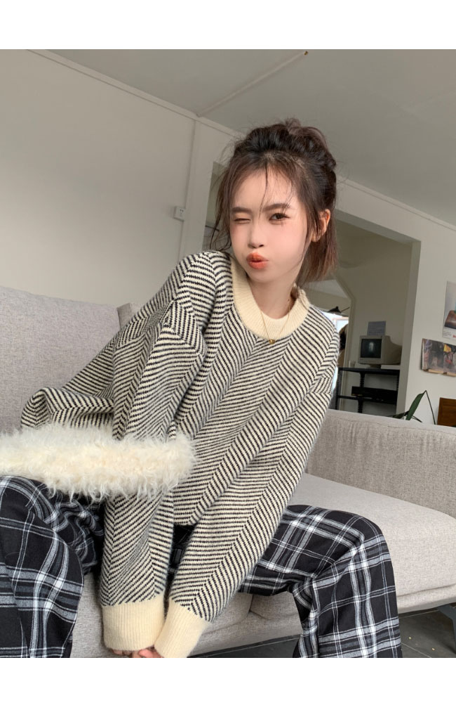 送料無料 ニット セーター 厚手 レディース オーバーサイズ 冬 レディースニット ニットセーター クルーネック 春秋 柄ニット ゆったり 厚手ニット お洒落 