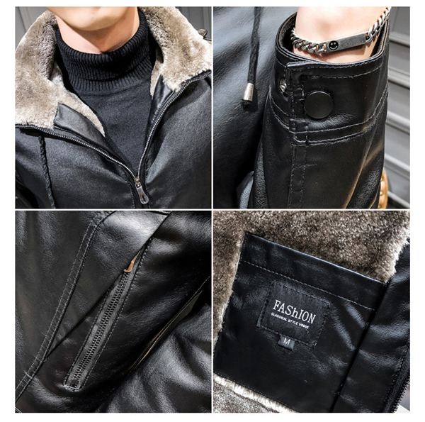 革ジャン ライダース レザージャケットメンズ コート 裏起毛 裏ボア 暖かい 防寒 厚手 フード付き取り外し可 バイクジャケット大きいサイズあり 秋冬 