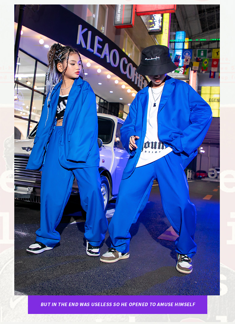 ダンス衣装 セットアップ スーツ ジャケット パンツ スーツ ヒップホップファッション K-POP 派手 韓国 青 