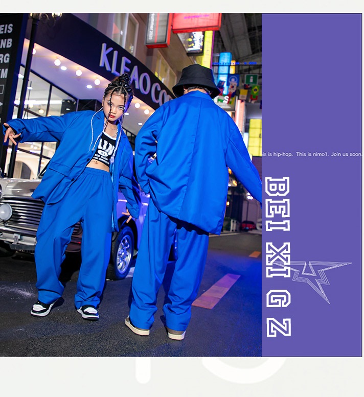 ダンス衣装 セットアップ スーツ ジャケット パンツ スーツ ヒップホップファッション K-POP 派手 韓国 青 