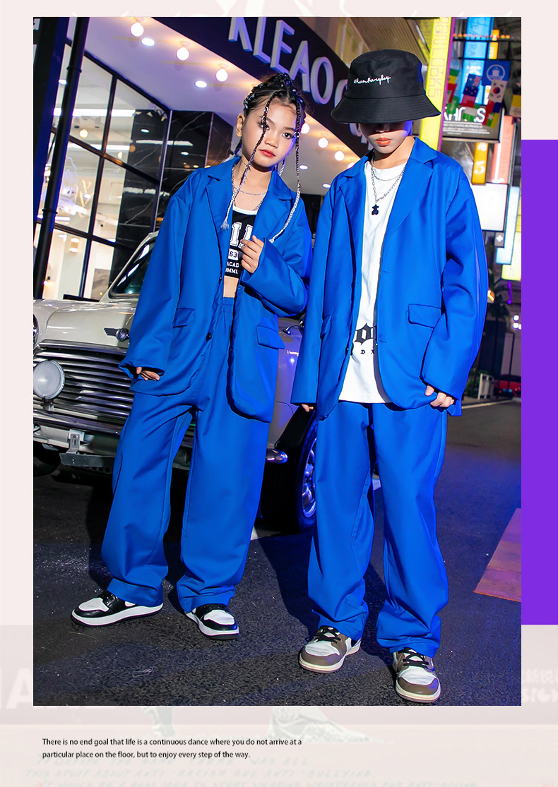 ダンス衣装 セットアップ スーツ ジャケット パンツ スーツ ヒップホップファッション K-POP 派手 韓国 青 
