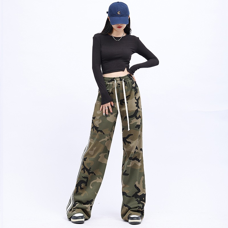 カモフラ 迷彩柄 ライン パンツ 韓国 ストリート HIPHOP K-POP ダンス レディース 原宿系 衣装 