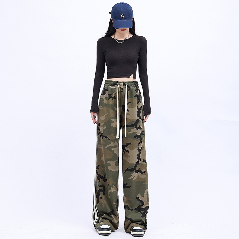 カモフラ 迷彩柄 ライン パンツ 韓国 ストリート HIPHOP K-POP ダンス レディース 原宿系 衣装 