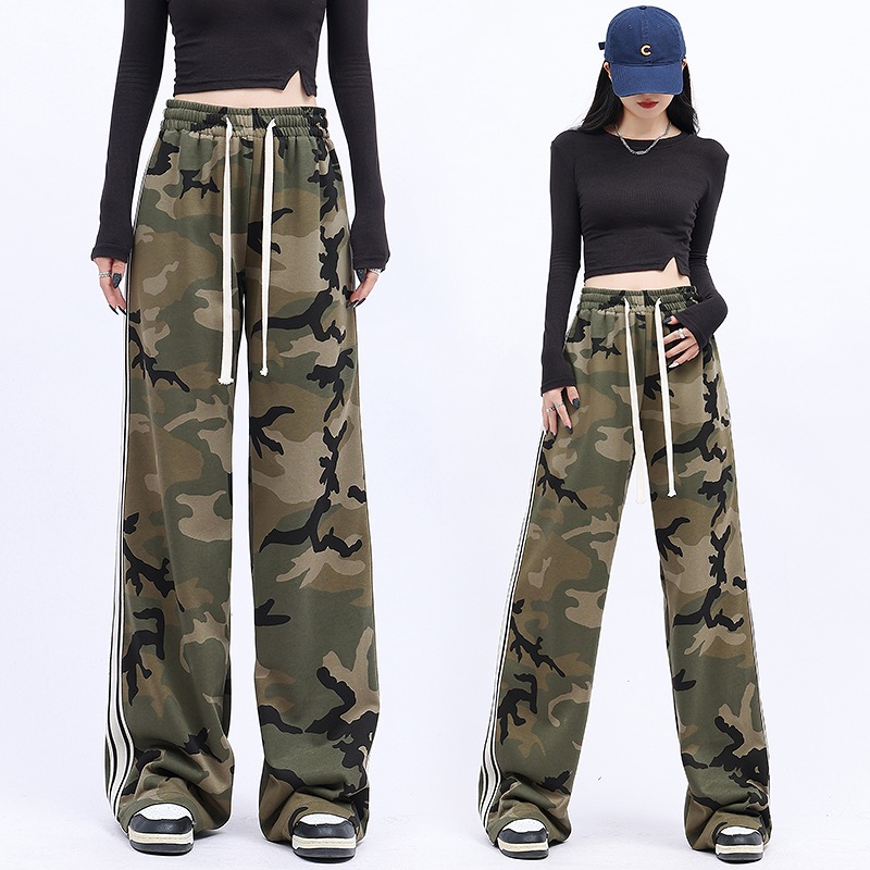 カモフラ 迷彩柄 ライン パンツ 韓国 ストリート HIPHOP K-POP ダンス レディース 原宿系 衣装 
