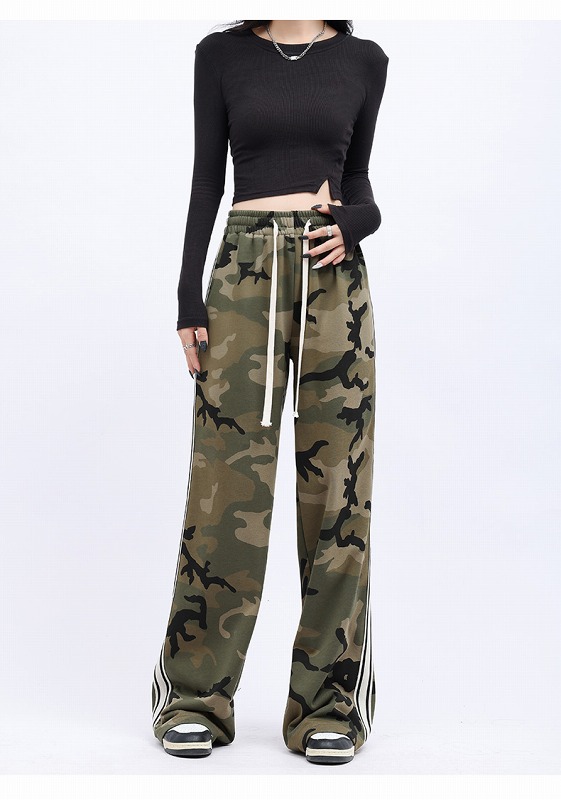 カモフラ 迷彩柄 ライン パンツ 韓国 ストリート HIPHOP K-POP ダンス レディース 原宿系 衣装 