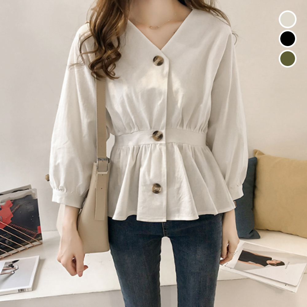 シャツブラウス Vネック レディース 。可  