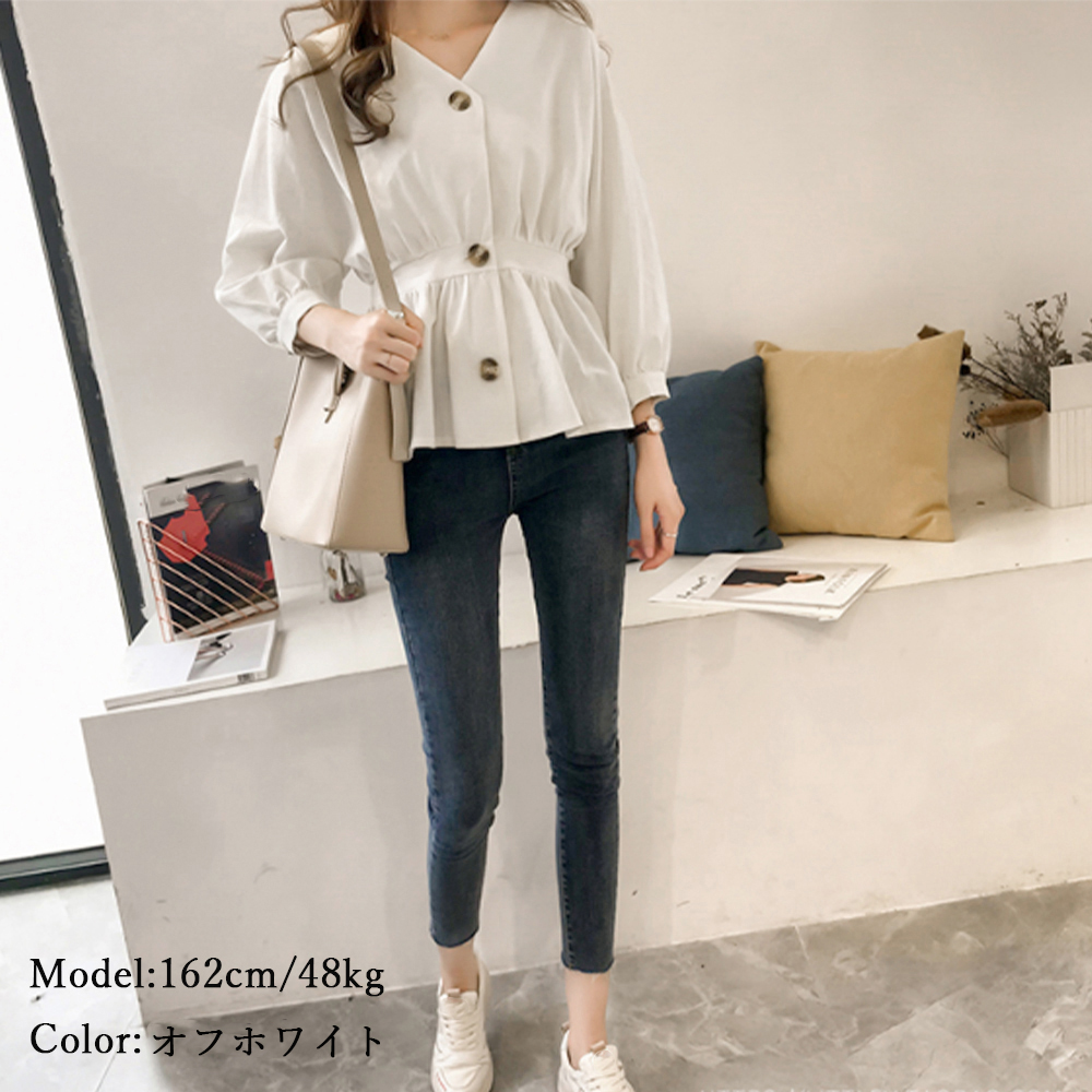 シャツブラウス Vネック レディース 。可  