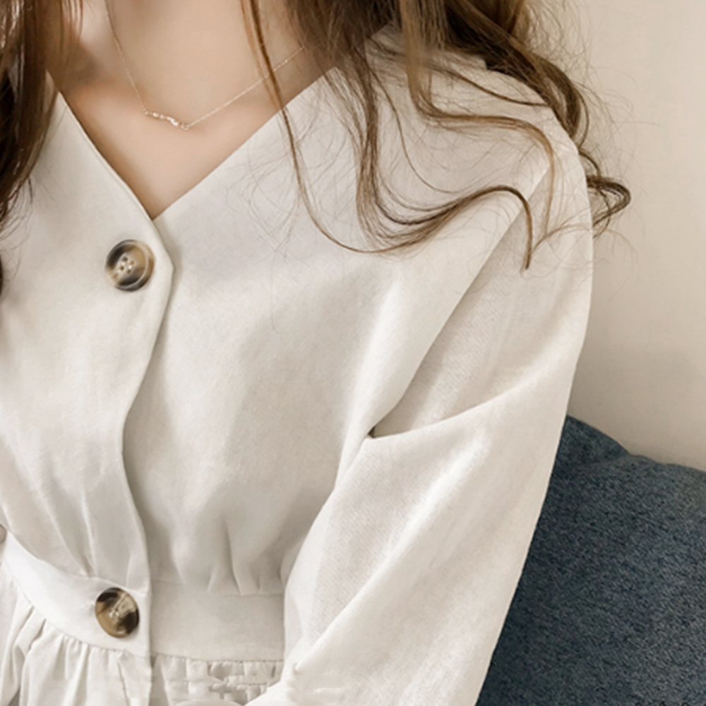 シャツブラウス Vネック レディース 。可  