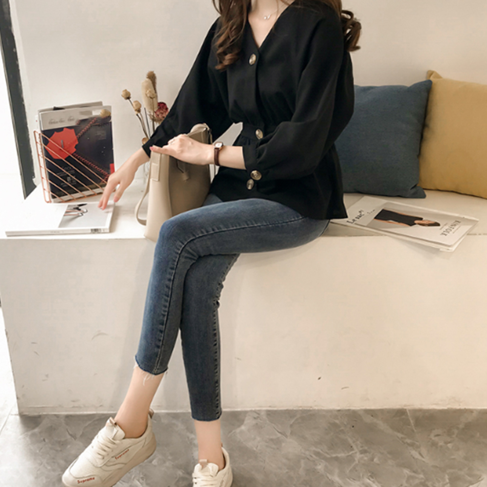 シャツブラウス Vネック レディース 。可  