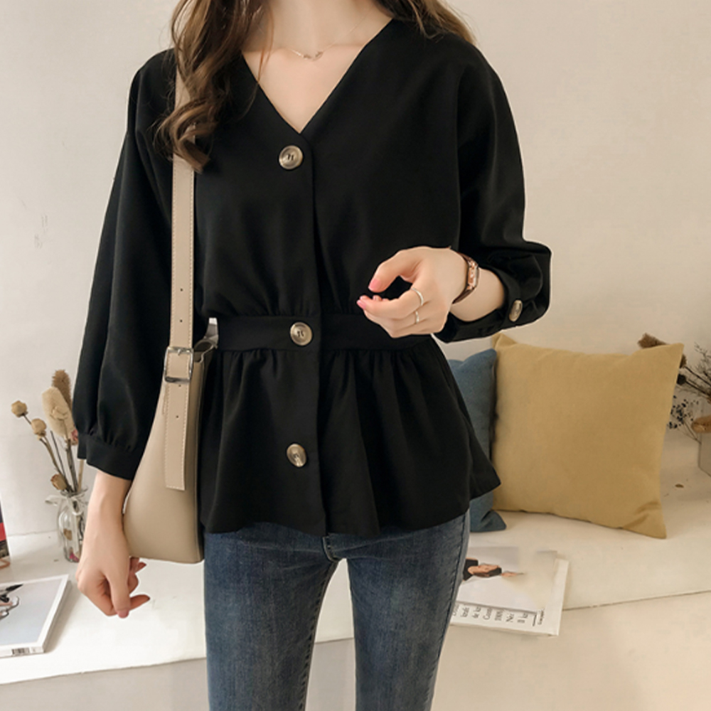 シャツブラウス Vネック レディース 。可  