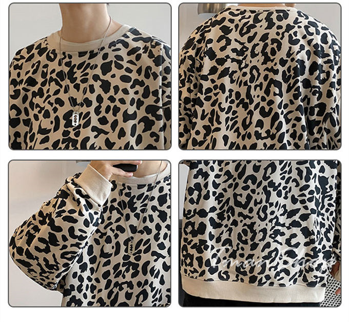 メンズ レディース クルーネック ヒョウ柄 トップス プルオーバー 秋 着痩せ 韓国ファッション 個性的 大人 大きいサイズ カジュアル 春 薄手 
