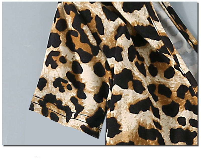 お取り寄せ商品 Tシャツ レディース 半袖 長袖 4S-4XL 大きいサイズ対応 クールネック Vネック 前面背面どちらも着れる トップス コットン ヒョウ柄 