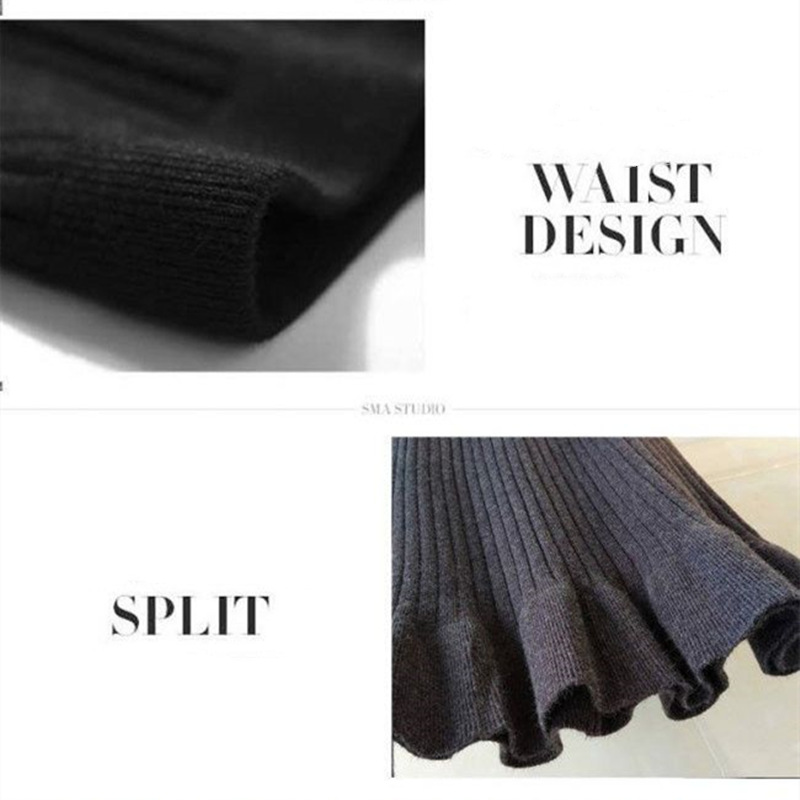 お取り寄せ商品 スカート レディース フレアスカート 6COLORS M-2XL ミディアム丈 セータースカート 膝下 フリル ひざ下 ニットスカート シンプル 