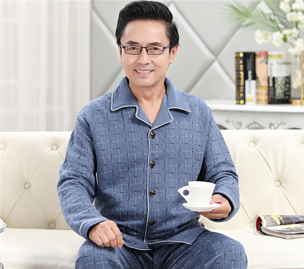 部屋着 パジャマ 中綿 ルームウェア メンズ チェック柄 襟付き キルトパジャマ セットアップ 保温 寝間着 長袖長ズボン上下セット 秋冬 前開き 