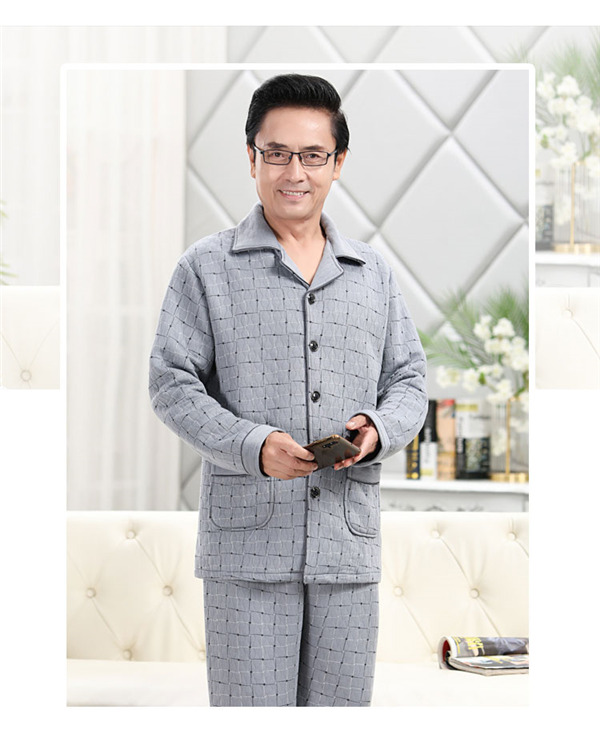 部屋着 パジャマ 中綿 ルームウェア メンズ チェック柄 襟付き キルトパジャマ セットアップ 保温 寝間着 長袖長ズボン上下セット 秋冬 前開き 