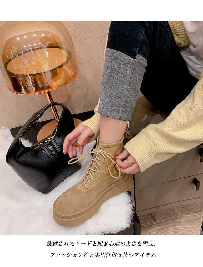 送料無料 ショートブーツ レディース ブーツ レースアップ チャッカブーツ レトロ 秋 冬 ハイカット 靴 厚底ブーツ スエード 厚底 スエードブーツ 