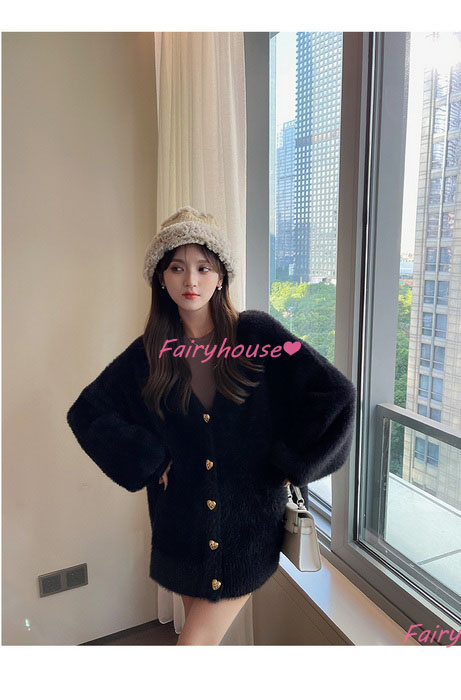 ニットカーディガン レディース 秋冬 40代 長袖 ニットコーディガン 韓国風 アウター ゆったり 50代 無地Vネックカーディガン オシャレ ミディアム丈セーター 