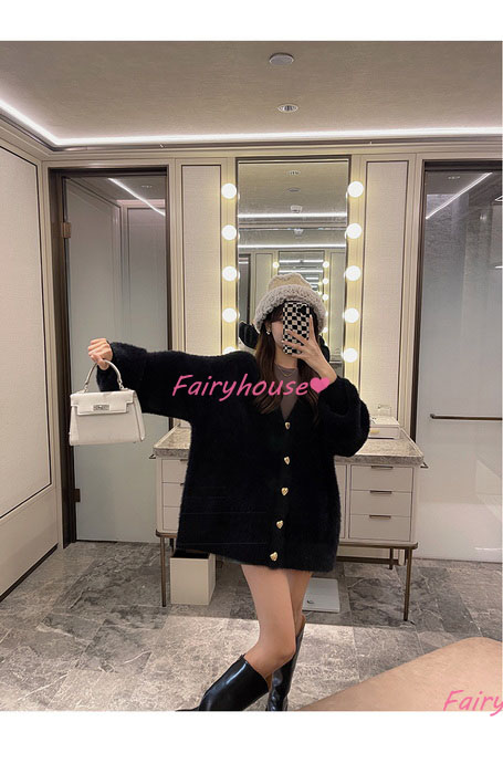 ニットカーディガン レディース 秋冬 40代 長袖 ニットコーディガン 韓国風 アウター ゆったり 50代 無地Vネックカーディガン オシャレ ミディアム丈セーター 