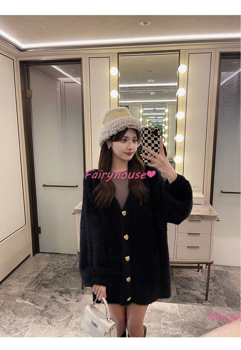 ニットカーディガン レディース 秋冬 40代 長袖 ニットコーディガン 韓国風 アウター ゆったり 50代 無地Vネックカーディガン オシャレ ミディアム丈セーター 