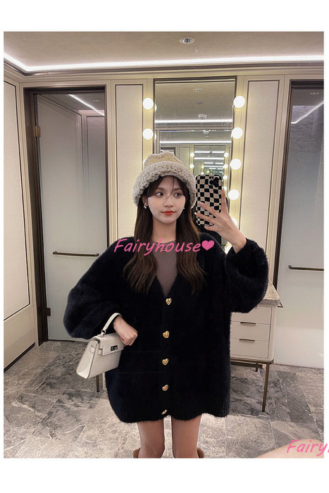 ニットカーディガン レディース 秋冬 40代 長袖 ニットコーディガン 韓国風 アウター ゆったり 50代 無地Vネックカーディガン オシャレ ミディアム丈セーター 