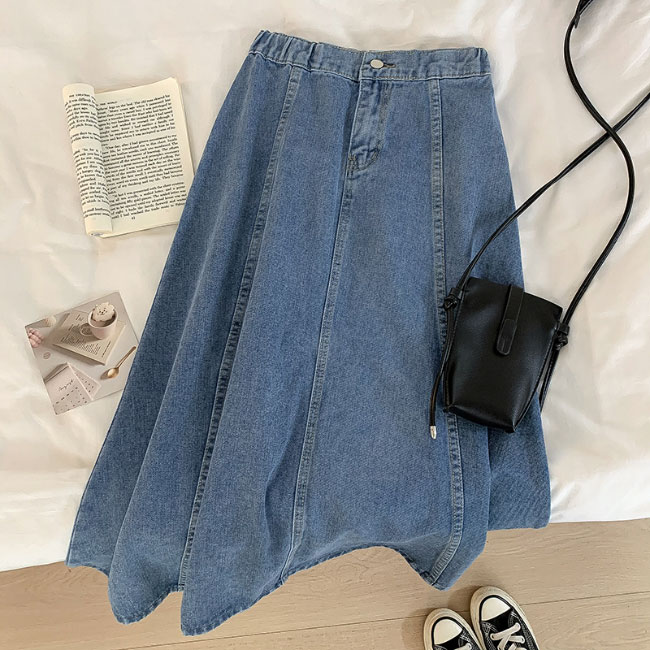 送料無料 デニムスカート ロング レディース Aラインスカート マキシ丈 デニム 体型カバー ハイウエスト着 せ ロングスカート フレアスカート マキシスカート 