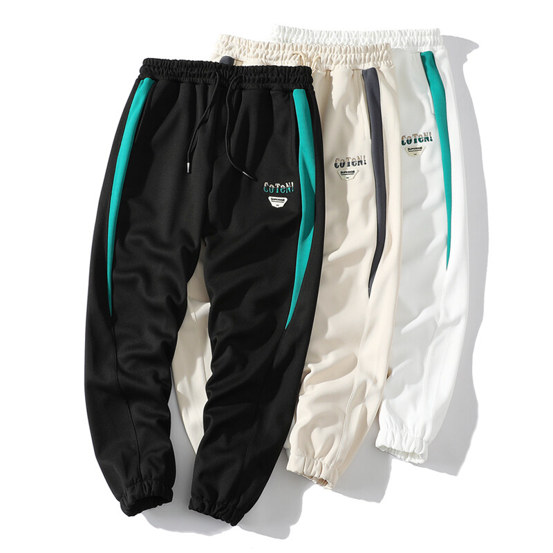 スウェットパンツ アンクル丈 メンズ ジャージパンツ 差し色 ゴム留め 運動 部屋着 ひも付き リラックス スポーツ ボ 