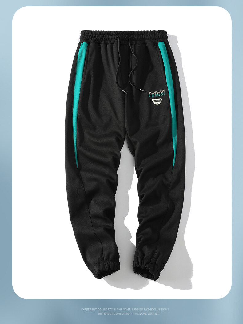 スウェットパンツ アンクル丈 メンズ ジャージパンツ 差し色 ゴム留め 運動 部屋着 ひも付き リラックス スポーツ ボ 