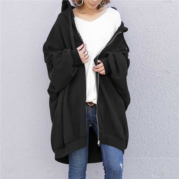 ジップレディース トップス 前開き ジップアップ 長袖 無地 着回し アウター カジュアル ゆったり 羽織り フード付き 