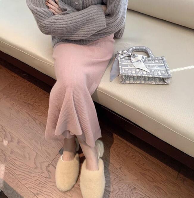 スカート ロングスカート レディース 秋 冬 マーメイド裾 通勤 ニットスカート 暖か 30代 ニット マーメイドスカート お洒落 20代 きれいめ 40代 