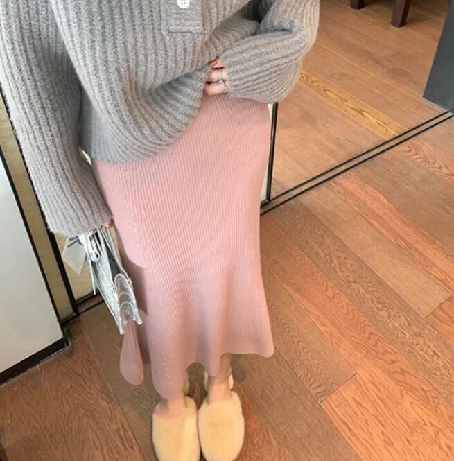 スカート ロングスカート レディース 秋 冬 マーメイド裾 通勤 ニットスカート 暖か 30代 ニット マーメイドスカート お洒落 20代 きれいめ 40代 