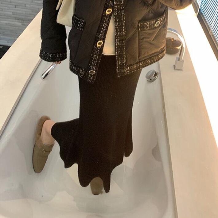スカート ロングスカート レディース 秋 冬 マーメイド裾 通勤 ニットスカート 暖か 30代 ニット マーメイドスカート お洒落 20代 きれいめ 40代 
