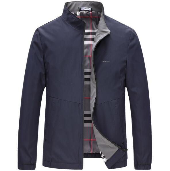 高品質ジャケット 詰め襟 メンズ春秋ジャケット ビジネスジャケット ショート丈中年ジャケット 男性用トップス 紺色 マウンテンパーカージャンパーブルゾン 