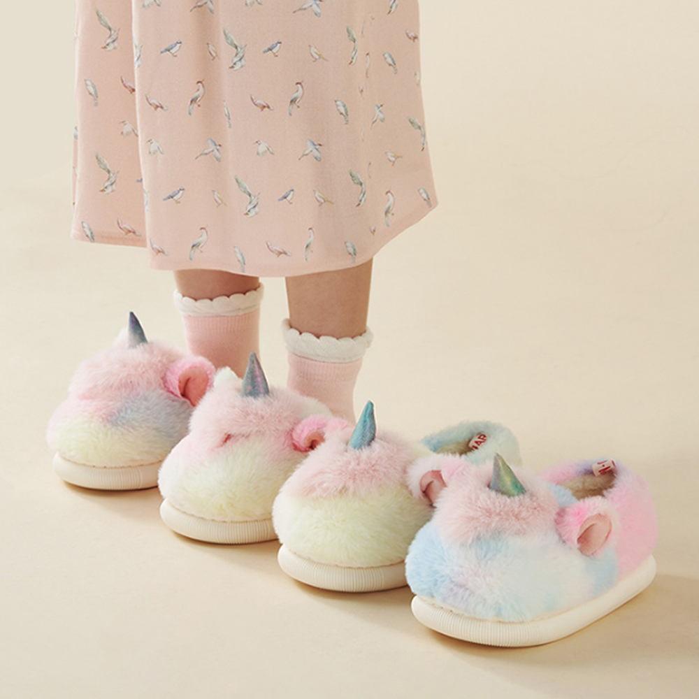 ルーム キッズ ユニコーン もこもこ ふわふわ スリッパ 送料無料 室内履き 女の子 こども ボア 靴 