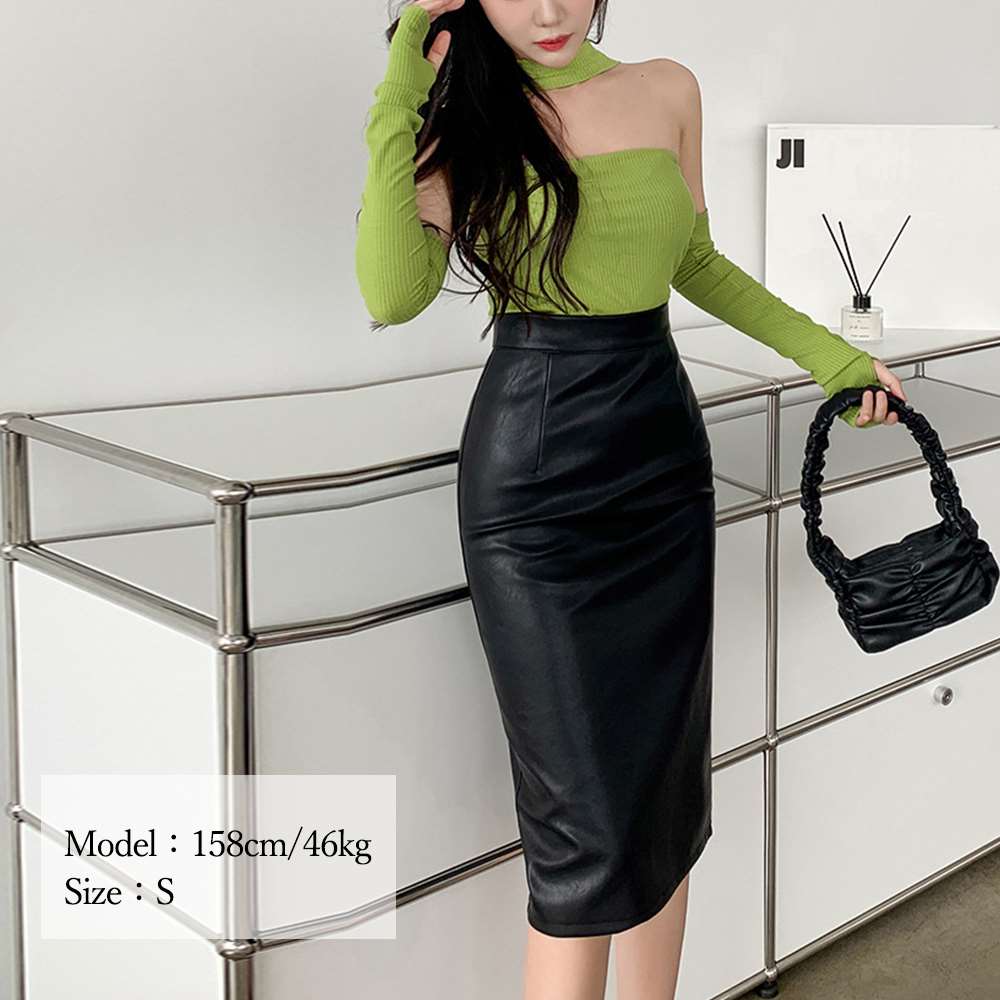 レザー スカート タイト ミディ丈  