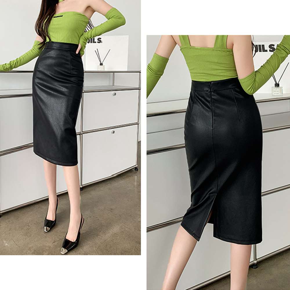 レザー スカート タイト ミディ丈  