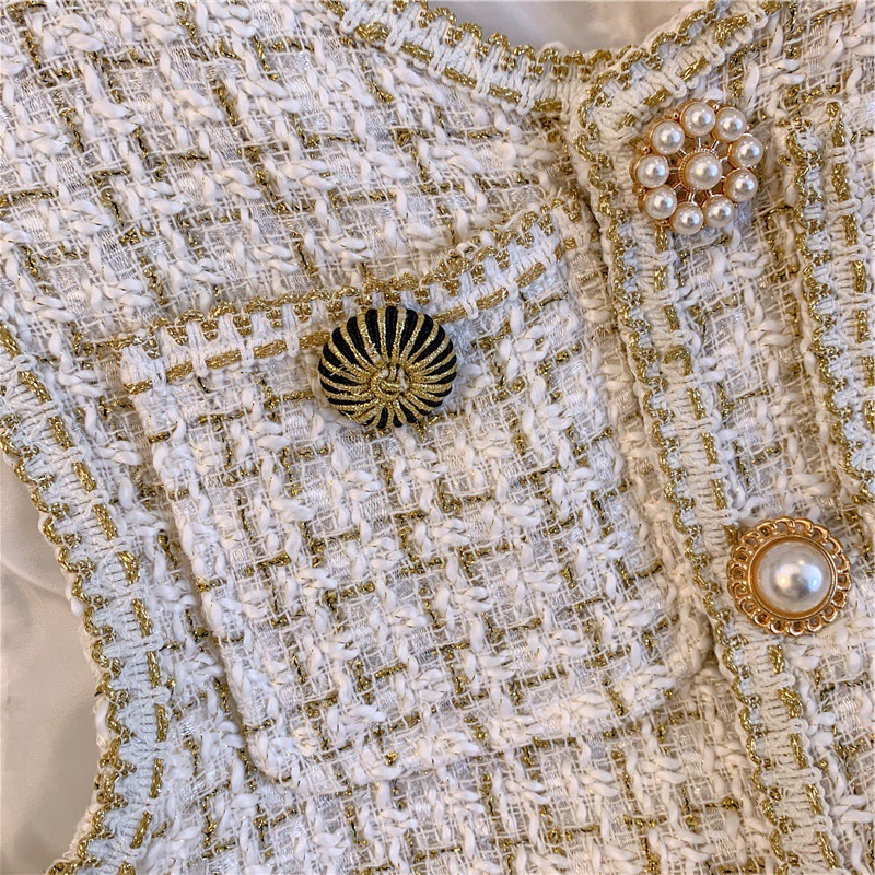 ベスト レディース インナーベスト 柄物 パール付き ボタンデザイン 秋冬 可愛い おしゃれ 柔らかい キレイめ 秋コーデ 女性 大人 新作 トップス 