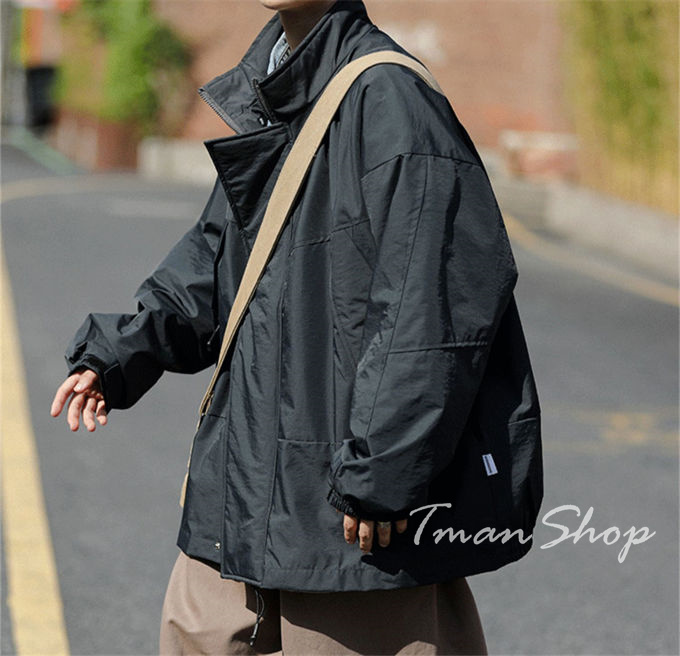 ジャケット メンズ 長袖 コーチジャケット スウェット 無地 メンズファッション アウトドア カジュアル ゆったり 通勤通学 アウター トップス 春秋 ジャンパー 