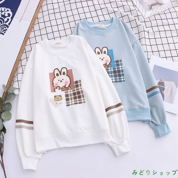 トレーナー ウサギちゃん ライン 長袖 森ガール レディース  