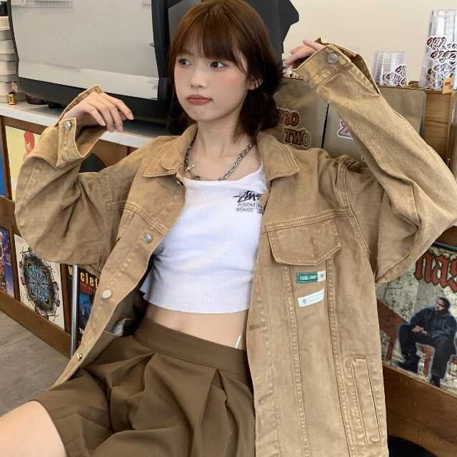 アウター デニム ジャケット デニムジャケット レディース ライトアウター 羽織 キレセク 長袖 ミディアムジャケット オーバーサイズ 