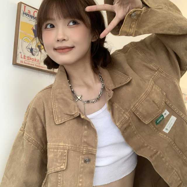 アウター デニム ジャケット デニムジャケット レディース ライトアウター 羽織 キレセク 長袖 ミディアムジャケット オーバーサイズ 